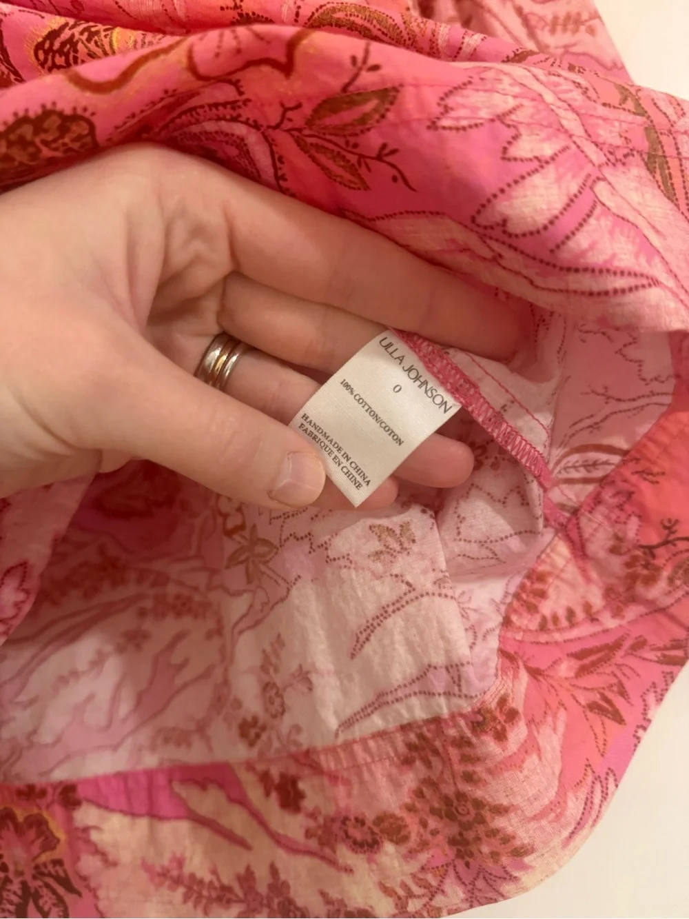 Ulla Johnson Pink Floral Peasant Blouse